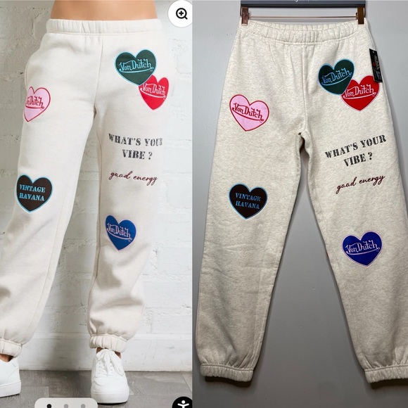 Von Dutch Pants - Von DutchXVintage Havana Collab Heart Joggers.